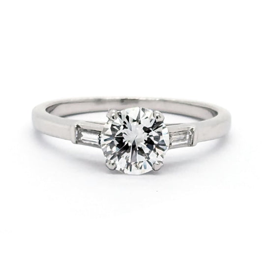 Vintage Solitaire Diamond and Platinum Ring, 0.81 Carats, Circa 1940