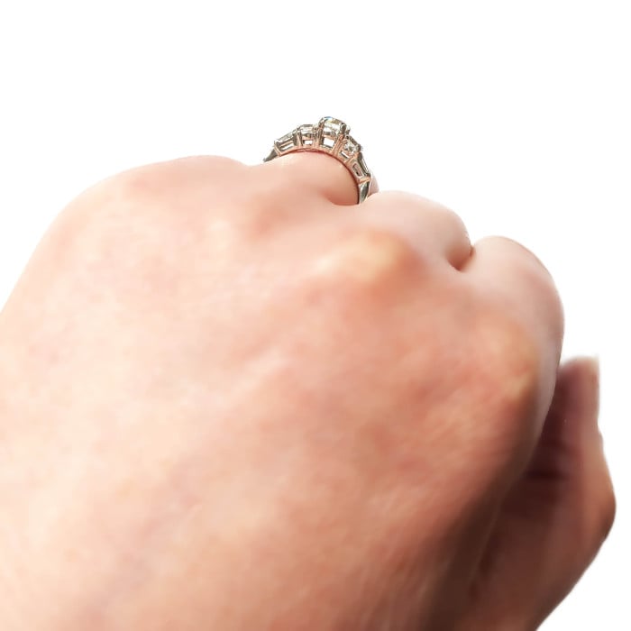 Vintage Three Stone Diamond and Platinum Ring, Circa 1970
