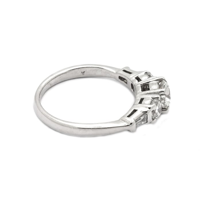 Vintage Three Stone Diamond and Platinum Ring, Circa 1970
