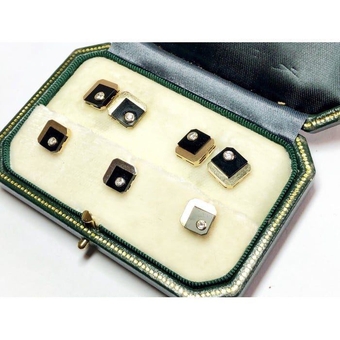 Vintage Weingrill Black Onyx, Diamond and Gold Dress-Set, Circa 1960