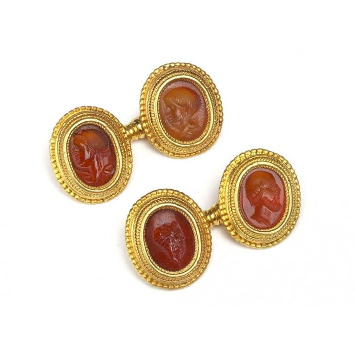 Wiese Cornelian Intaglio Cufflinks, Circa 1925